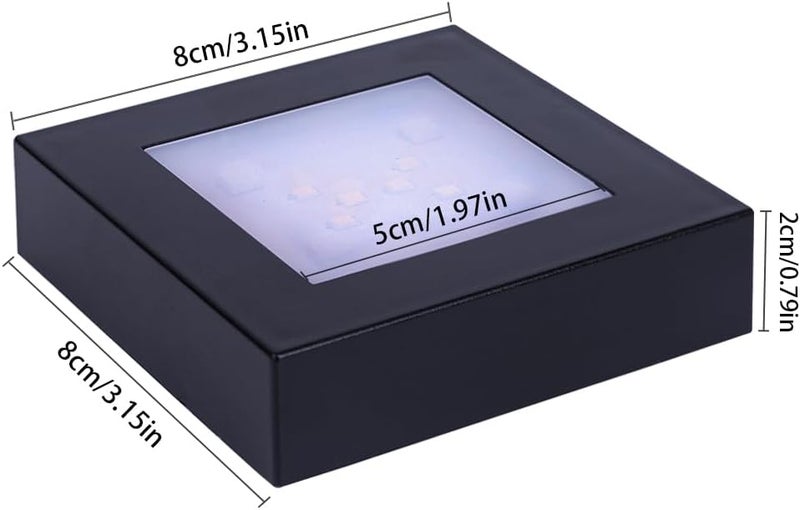 PHOSOK LED Multimodal Multicolor Light Stand Base - Black Square Display Base for 3D Crystal Glass Art - USB/Battery Powered Crystal Stand - Image 3